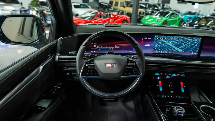 black-cadillac-escalade-esv-rental-dashboard-view-mph-club